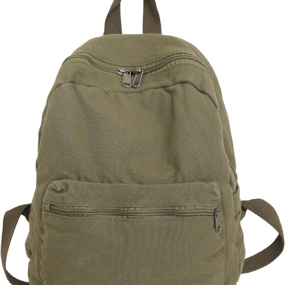 Mini Canvas Backpack Purse for Women Small Travel Unisex Cute Green - Picture 1 of 6